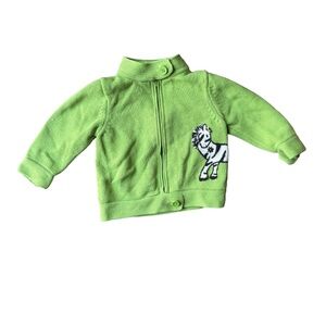 Vintage Girl’s Gymboree Green Zebra Zippered Cardigan Sweater 12-18mo